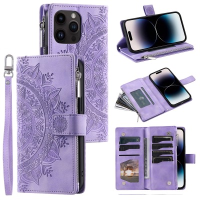 For iPhone 15 Design Wallet ID Credit Card Money Holder with Magnetic Metal Closure including Lanyard - Dreams Come True