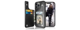 For iPhone 15 ELEGANT Wallet Case ID Money Holder Case Cover - Black
