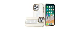 For iPhone 15 Flashy Diamond Leather Sticked On Hybrid with Chrome Camera Edge - White