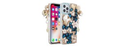 For iPhone 15 Full Diamond with Ornaments Case Cover - Ultimate Multi Ornament Black