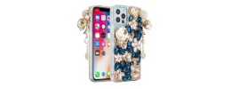 For iPhone 15 Full Diamond with Ornaments Case Cover - Ultimate Multi Ornament Blue