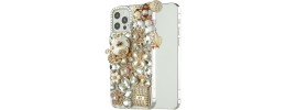 For iPhone 15 Full Diamond with Ornaments Case Cover - Ultimate Multi Ornament Gold