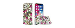 For iPhone 15 Full Diamond with Ornaments Hard TPU Case Cover - Colorful Ornaments with Heart