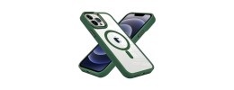 For iPhone 15 Greatest Clear Acrylic Thick Metal Button Hybrid - Midnight Green