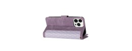 For iPhone 15 Jewel Wallet Design with Stitched PU Leather ID Card Money Holder Zipper Case - Purple