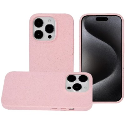 For iPhone 15 METKASE Bio-Degradable [WHEAT FIBER MATERIAL] Design Case - Pink
