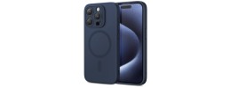 For iPhone 15 METKASE Boundless Liquid Silicone [Magnetic Circle] Thick Lined Design Hybrid Case - Dark Blue
