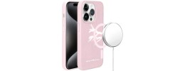 For iPhone 15 METKASE Boundless Liquid Silicone [Magnetic Circle] Thick Lined Design Hybrid Case - Light Pink