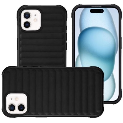 For iPhone 15 METKASE Chrome Lined Pattern [Magnetic Circle] Premium Case - Brown