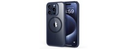 For iPhone 15 METKASE Chrome Lined Pattern [Magnetic Circle] Premium Case - Dark Blue