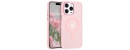 For iPhone 15 METKASE Chrome Lined Pattern [Magnetic Circle] Premium Case - Light Pink