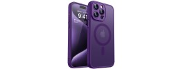 For iPhone 15 METKASE Chrome Lined Pattern [Magnetic Circle] Premium Case - Purple