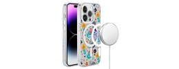 For iPhone 15 METKASE Double Protection IMD Design Pattern [Magnetic Circle] Premium Case - Colorful Floral
