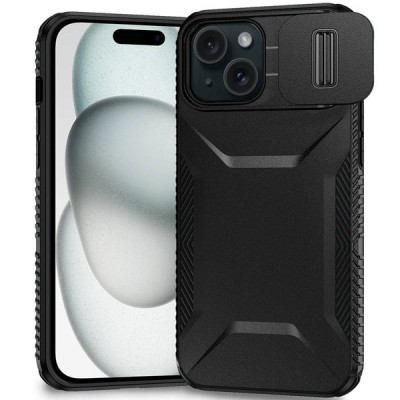 For iPhone 15 METKASE Exquisite Tough Shockproof Hybrid in Slide-Out Package - Grey/Black