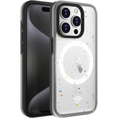 For iPhone 15 METKASE GLITTER Transparet [MAGNETIC CIRCLE] Shockproof Hybrid - Gold/Black