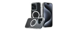 For iPhone 15 METKASE GLITTER Transparet [MAGNETIC CIRCLE] Shockproof Hybrid - Silver/Black