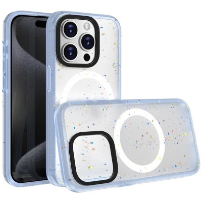 For iPhone 15 METKASE Iridescent Spots [Magnetic Circle] Hybrid - Blue+iridescent Spots