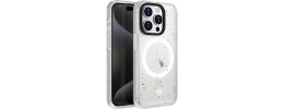 For iPhone 15 METKASE Iridescent Spots [Magnetic Circle] Hybrid - White+iridescent Spots