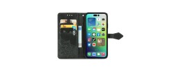 For iPhone 15 METKASE Luxury Wallet Card ID Zipper Money Holder in Slide-Out Package - Black