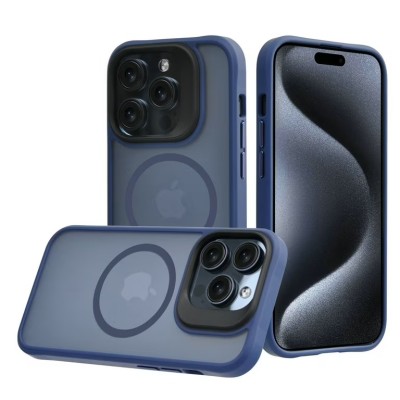 For iPhone 15 METKASE New Premium [MAGNETIC CIRCLE] Shockproof Raised Camera Protection Hybrid - Blue