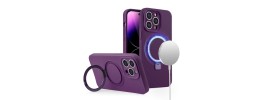 For iPhone 15 METKASE Premium Magnetic Circle Ring Stand LIQUID Silicone in Slide-Out Package - Dark Purple