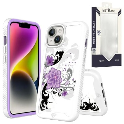 For iPhone 15 METKASE Premium RANK Design Fused Hybrid in Slide-Out Package - Colorful Butterflies