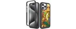 For iPhone 15 METKASE Strong Tough Metallic Design Hybrid in Premium Slide-Out Package - Black