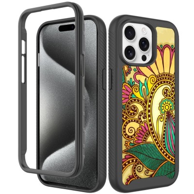 For iPhone 15 METKASE Strong Tough Metallic Design Hybrid in Premium Slide-Out Package - Black