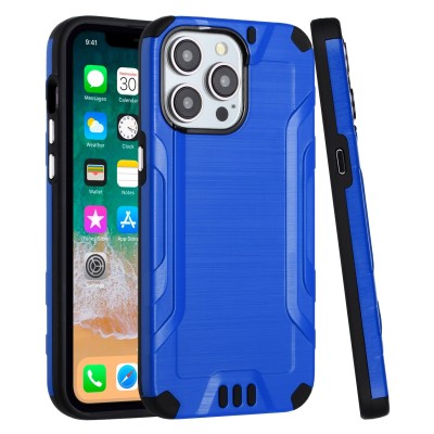 For iPhone 15 METKASE Strong Tough Metallic Design Hybrid in Premium Slide-Out Package - Dark Blue