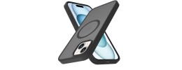 For iPhone 15 [Magnetic Circle] Smooth Safe Matte Feel Hybrid Case - Black