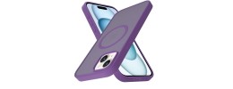 For iPhone 15 [Magnetic Circle] Smooth Safe Matte Feel Hybrid Case - Dark Purple