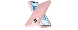 For iPhone 15 [Magnetic Circle] Smooth Safe Matte Feel Hybrid Case - Hot Pink