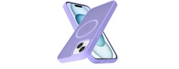 For iPhone 15 [Magnetic Circle] Smooth Safe Matte Feel Hybrid Case - Light Purple
