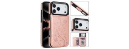 For iPhone 15 Magnetic Ring Compatible Deattachable PU Leather Hybrid Wallet Money Card Holder with Lanyard - Rose Gold