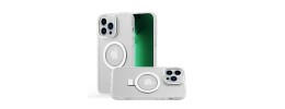 For iPhone 15 Metal Chrome Kickstand [Magnetic Circle] Shockproof Matching Camera Hybrid - Clear