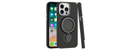 For iPhone 15 OPTIMUM Magnetic Ring Stand Hybrid Case Cover - Black