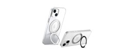 For iPhone 15 OPTIMUM Magnetic Ring Stand Hybrid Case Cover - White