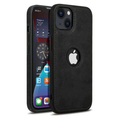 For iPhone 15 PU Leather Window Flap Case with Cover - Black