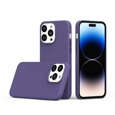 For iPhone 15 PU Leather with inner [Magnetic Circle] Colored Metal Buttons - Wisteria