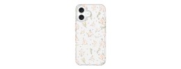 For iPhone 15 Passion Square Hearts Diamond Glitter Ornaments Engraving Case Cover - Good Luck Floral White