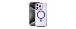 For iPhone 15 Plus 3in1 Two Tone Shockproof Transparent Hybrid Case - Clear + Purple