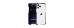 For iPhone 15 Plus Acrylic [Magnetic Circle] Tough 2.5mm Transparent ShockProof Hybrid - Purple