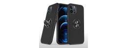 For iPhone 15 Plus CHIEF Oil Painted Magnetic Ring Stand Hybrid Case Cover - Black