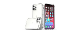 For iPhone 15 Plus Colored Shockproof Transparent Hard PC TPU Hybrid Case Cover - Clear/Clear