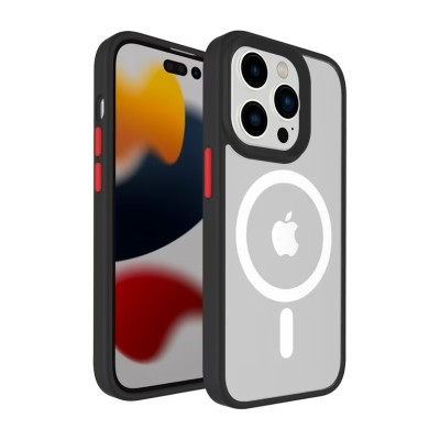 For iPhone 15 Plus Core [Magnetic Circle] Core [Magnetic Circle] Colorful Buttons Thick 2mm Hybrid - Black