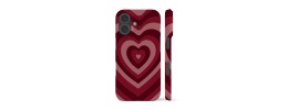 For iPhone 15 Plus Design Square Hearts Passion Case Cover - Red