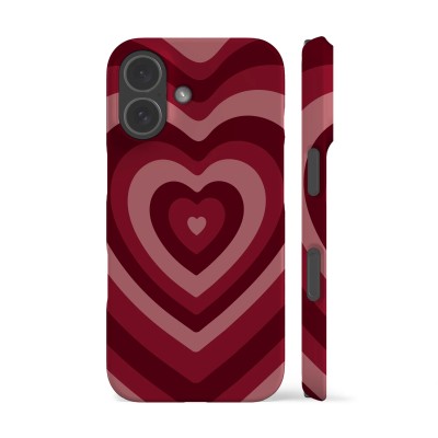 For iPhone 15 Plus Design Square Hearts Passion Case Cover - Red