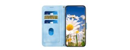 For iPhone 15 Plus Design Wallet ID Credit Card Money Holder with Magnetic Metal Closure including Lanyard - Antique Flower