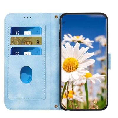 For iPhone 15 Plus Design Wallet ID Credit Card Money Holder with Magnetic Metal Closure including Lanyard - Antique Flower