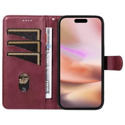 For iPhone 15 Plus Design Wallet ID Credit Card Money Holder with Magnetic Metal Closure including Lanyard - Mandala